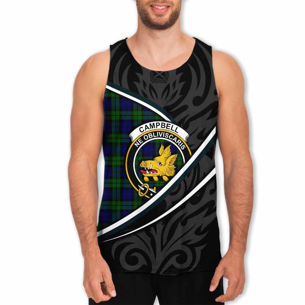 Campbell Tartan Family Crest Men Tank Top Celtic Scottish Thistle Floral - Tartan Vibes Clothing