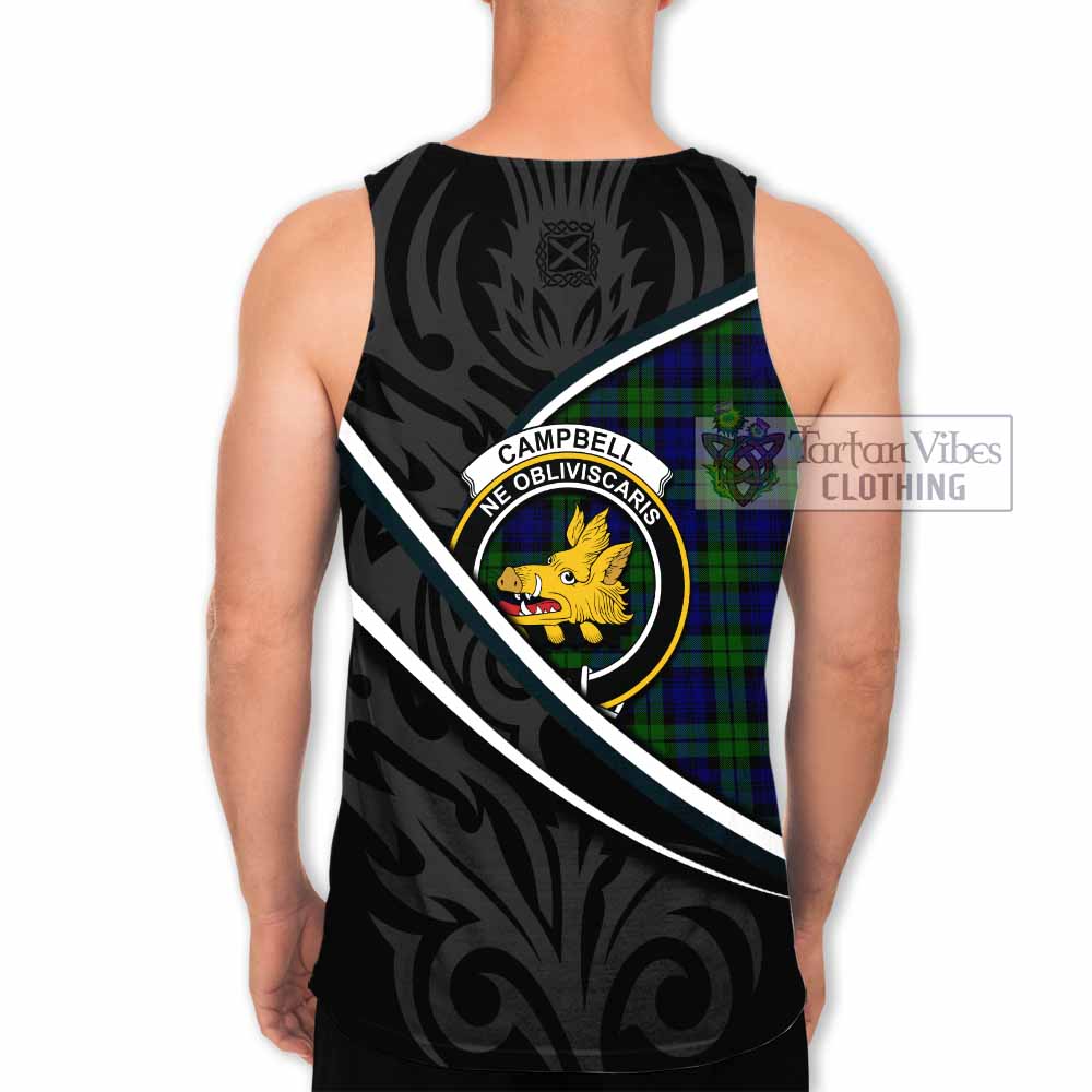 Campbell Tartan Family Crest Men Tank Top Celtic Scottish Thistle Floral - Tartan Vibes Clothing
