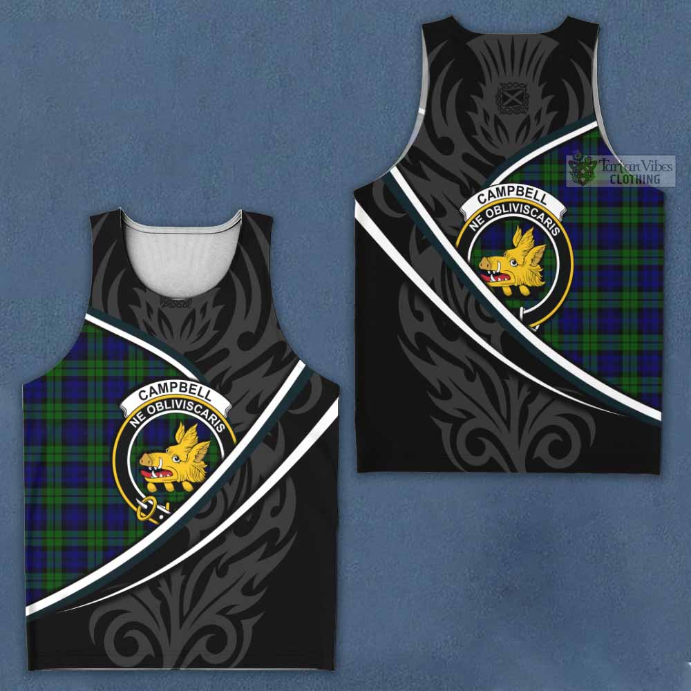 Campbell Tartan Family Crest Men Tank Top Celtic Scottish Thistle Floral - Tartan Vibes Clothing