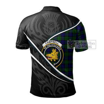 Campbell Tartan Family Crest Polo Shirt Celtic Scottish Thistle Floral