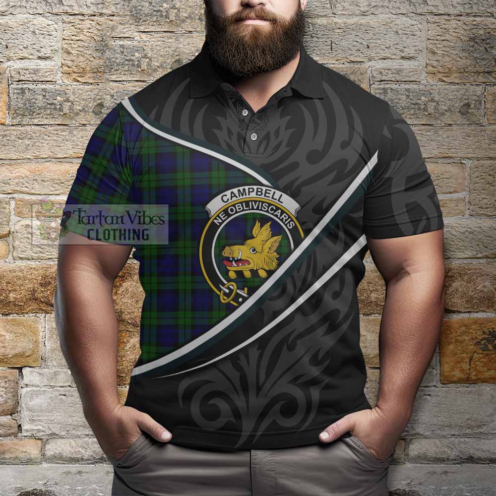 Campbell Tartan Family Crest Polo Shirt Celtic Scottish Thistle Floral - Tartan Vibes Clothing