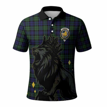 Campbell Tartan Family Crest Polo Shirt Crowned Lion Roaring