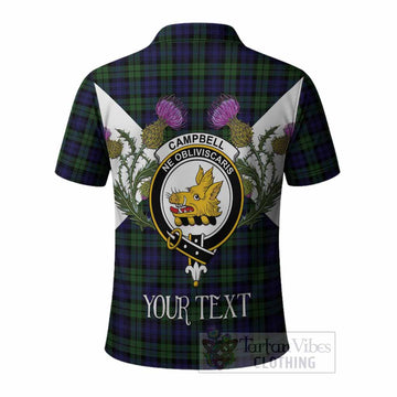 Campbell Tartan Family Crest Polo Shirt Scottish Burns Night Thistle Floral