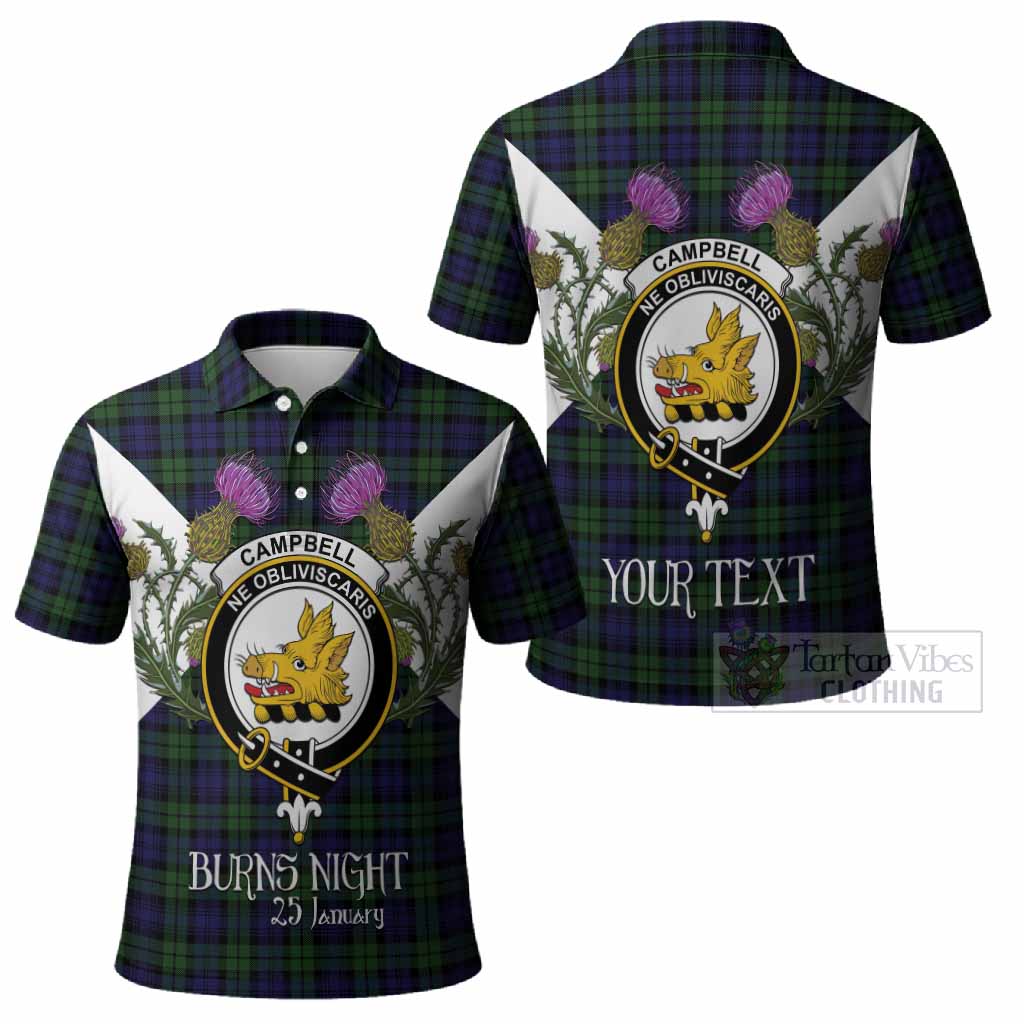 Campbell Tartan Family Crest Polo Shirt Scottish Burns Night Thistle Floral