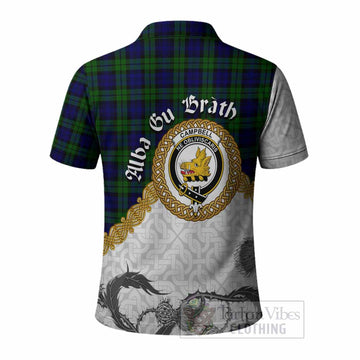 Campbell Tartan Family Crest Polo Shirt Scottish Highland Warrior Celtic Knot Thistle