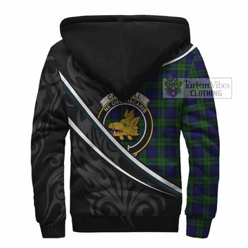 Campbell Tartan Family Crest Sherpa Hoodie Celtic Scottish Thistle Floral