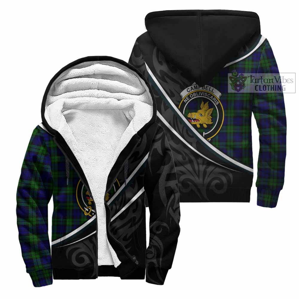 Campbell Tartan Family Crest Sherpa Hoodie Celtic Scottish Thistle Floral - Tartan Vibes Clothing