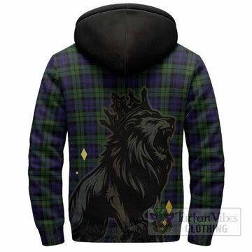Campbell Tartan Family Crest Sherpa Hoodie Crowned Lion Roaring
