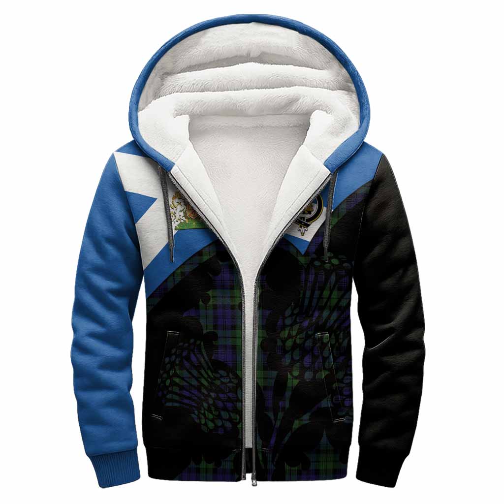 Campbell Tartan Family Crest Sherpa Hoodie Scotland Thistle Floral Flag Style