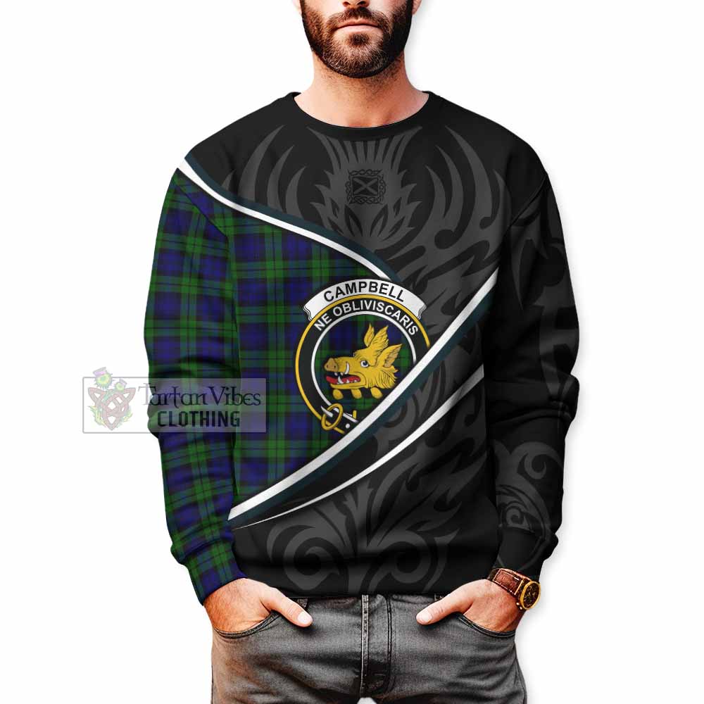 Campbell Tartan Family Crest Sweatshirt Celtic Scottish Thistle Floral - Tartan Vibes Clothing