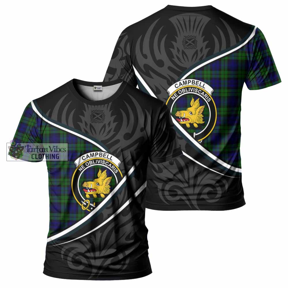Campbell Tartan Family Crest T-shirt Celtic Scottish Thistle Floral - Tartan Vibes Clothing