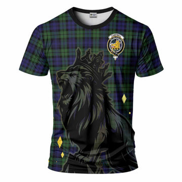 Campbell Tartan Family Crest T-Shirt Crowned Lion Roaring