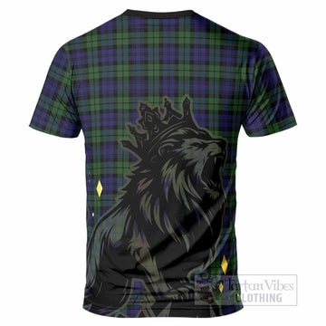 Campbell Tartan Family Crest T-Shirt Crowned Lion Roaring