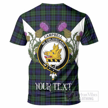 Campbell Tartan Family Crest T-Shirt Scottish Burns Night Thistle Floral