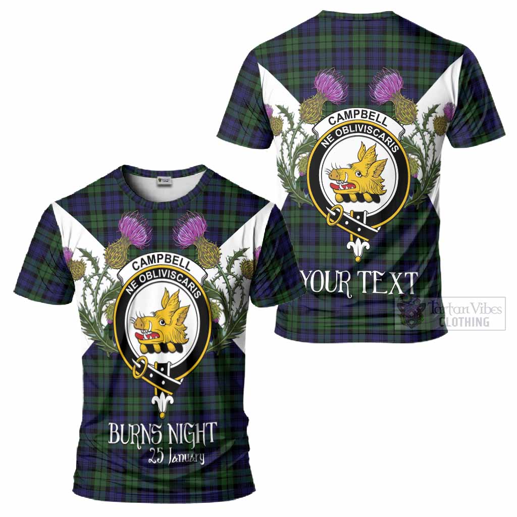 Campbell Tartan Family Crest T-Shirt Scottish Burns Night Thistle Floral