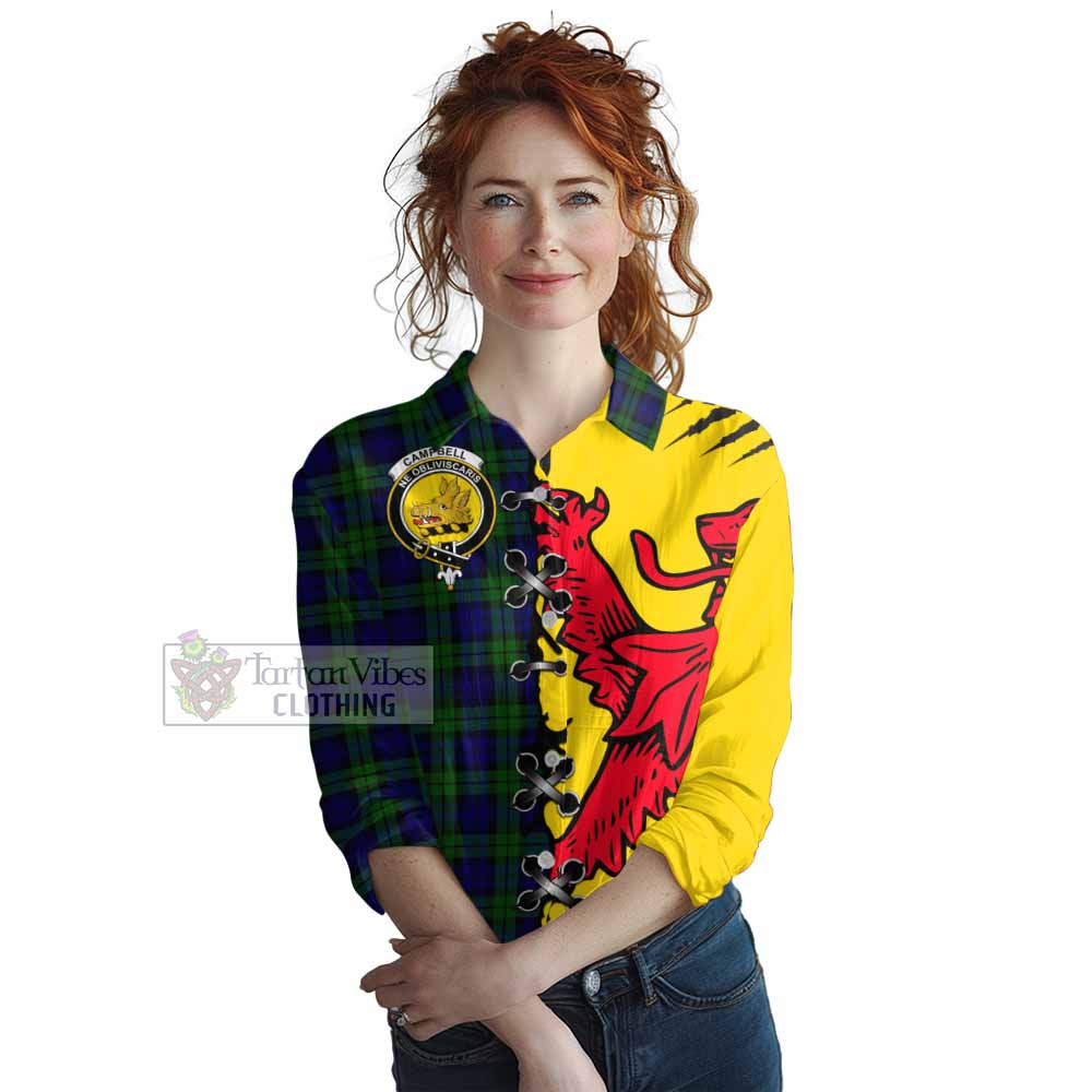 Campbell Tartan Family Crest Women Casual Shirt Lion Rampant Honor - Tartan Vibes Clothing