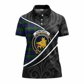 Campbell Tartan Family Crest Women's Polo Shirt Celtic Scottish Thistle Floral