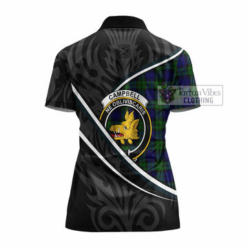Campbell Tartan Family Crest Women's Polo Shirt Celtic Scottish Thistle Floral