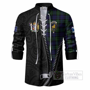 Campbell Tartan Ghillie Shirt New Zealand Pattern Unique Zipper Stylized