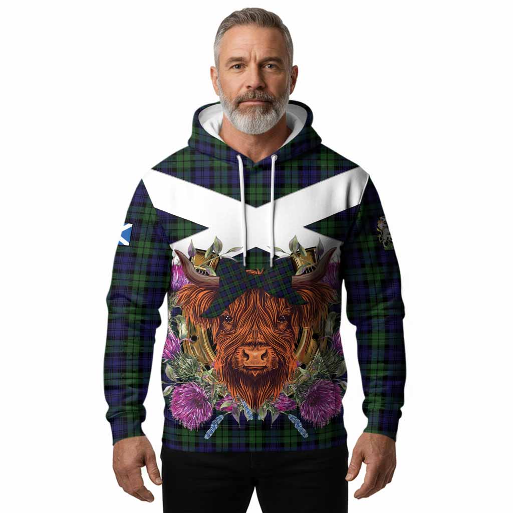 Campbell Tartan Hoodie Scottish Thistle Heilan Coo