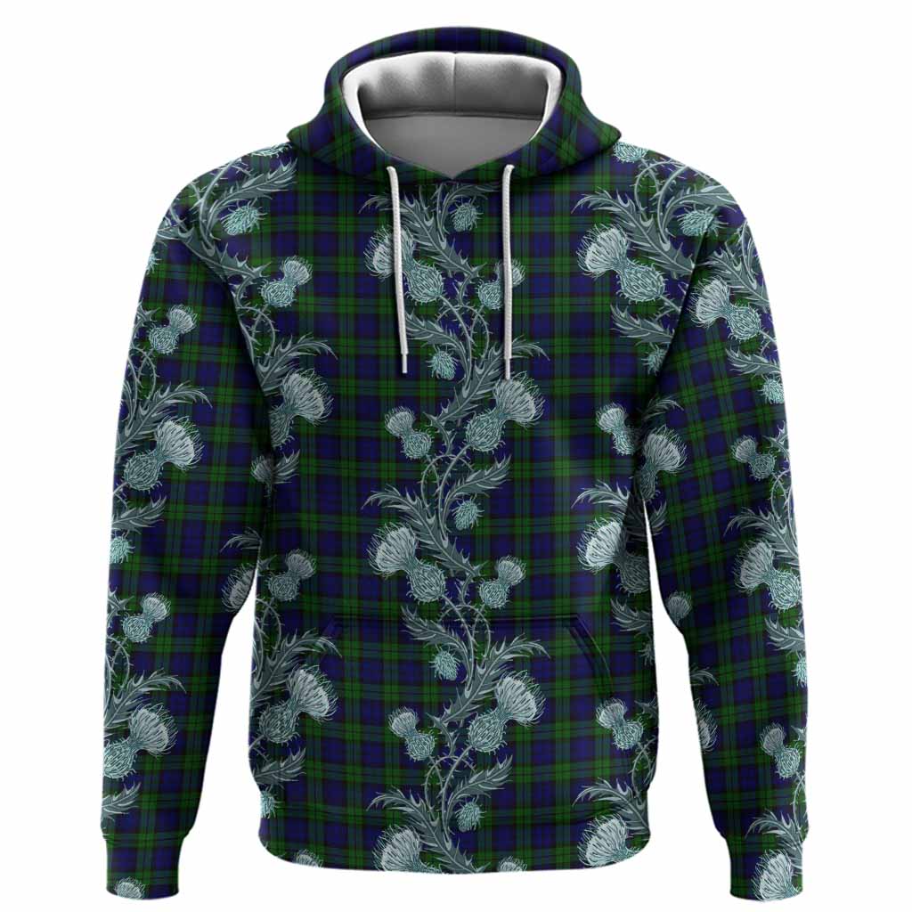 Campbell Tartan Hoodie Seamless Scottish Thistle Flowers