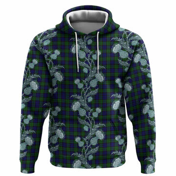 Campbell Tartan Hoodie Seamless Scottish Thistle Flowers