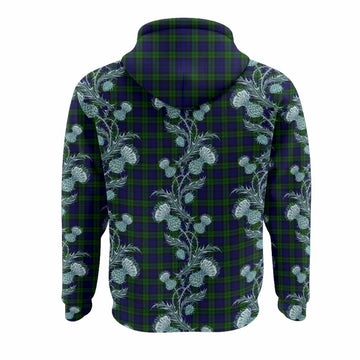 Campbell Tartan Hoodie Seamless Scottish Thistle Flowers