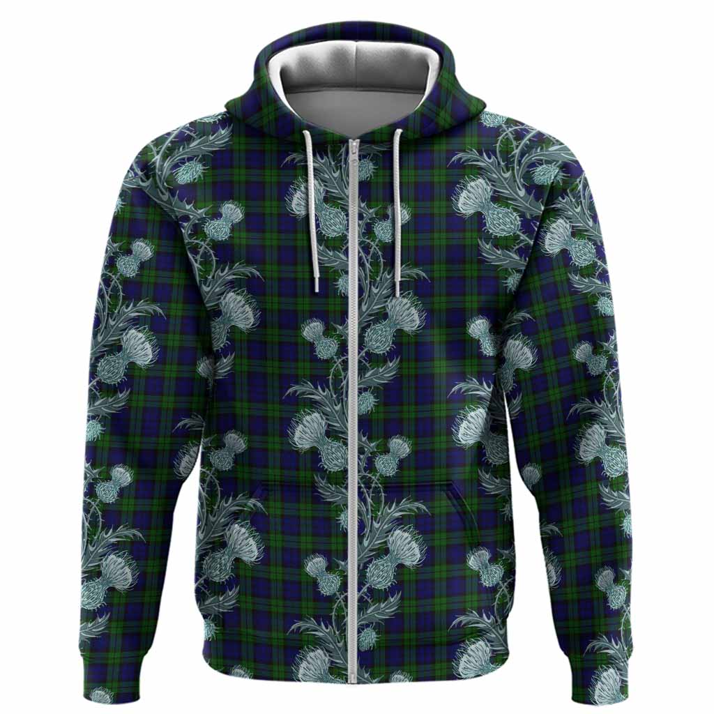 Campbell Tartan Hoodie Seamless Scottish Thistle Flowers