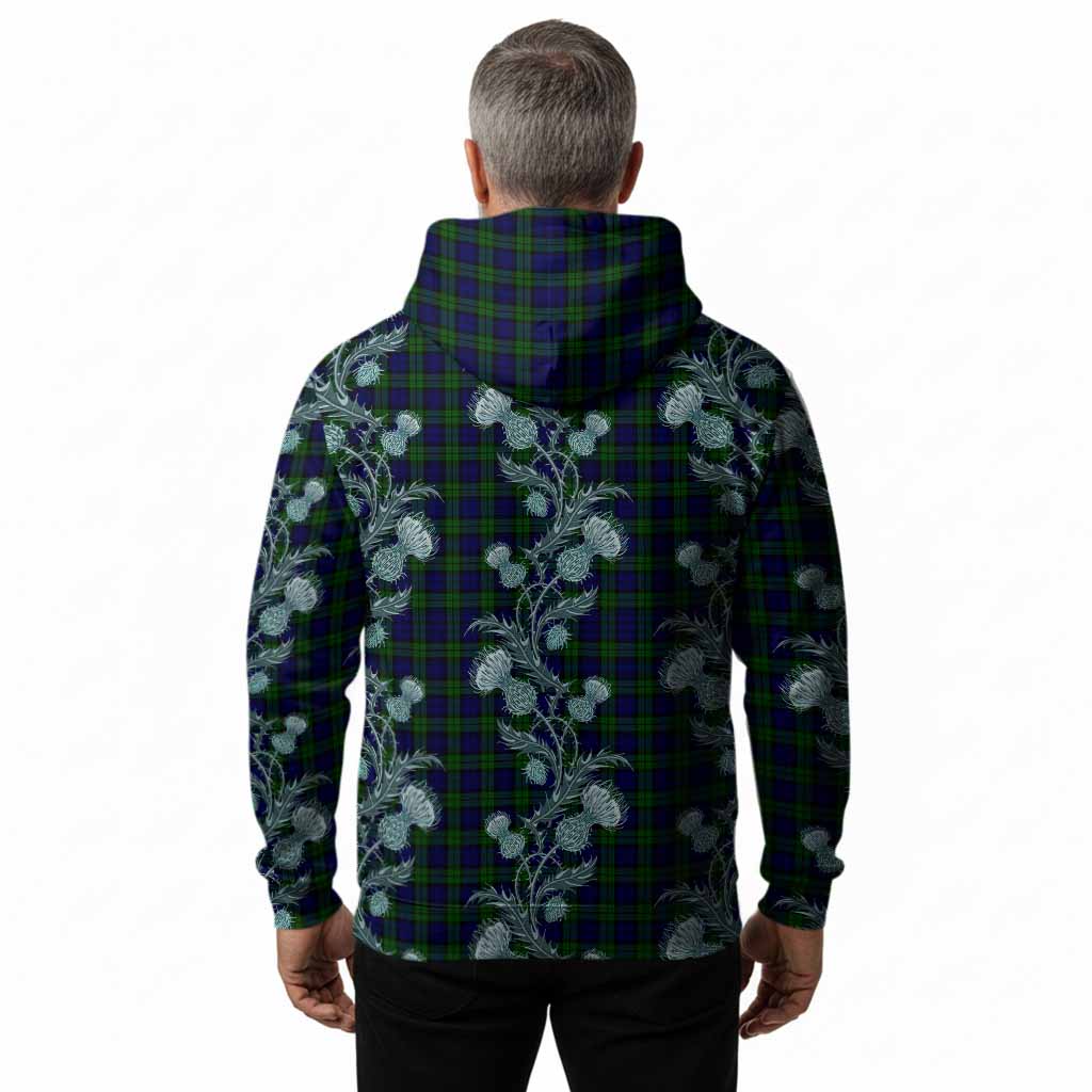 Campbell Tartan Hoodie Seamless Scottish Thistle Flowers
