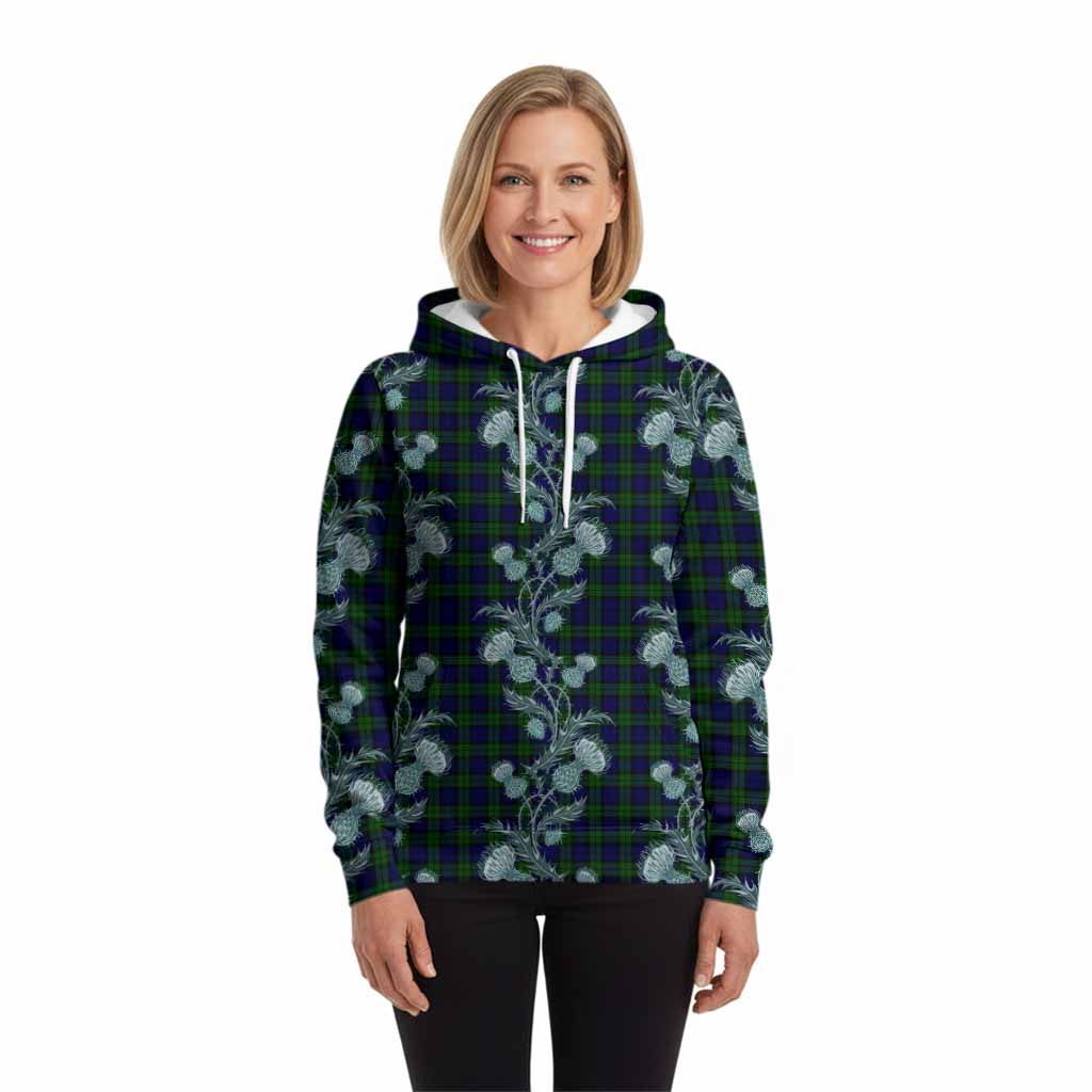Campbell Tartan Hoodie Seamless Scottish Thistle Flowers