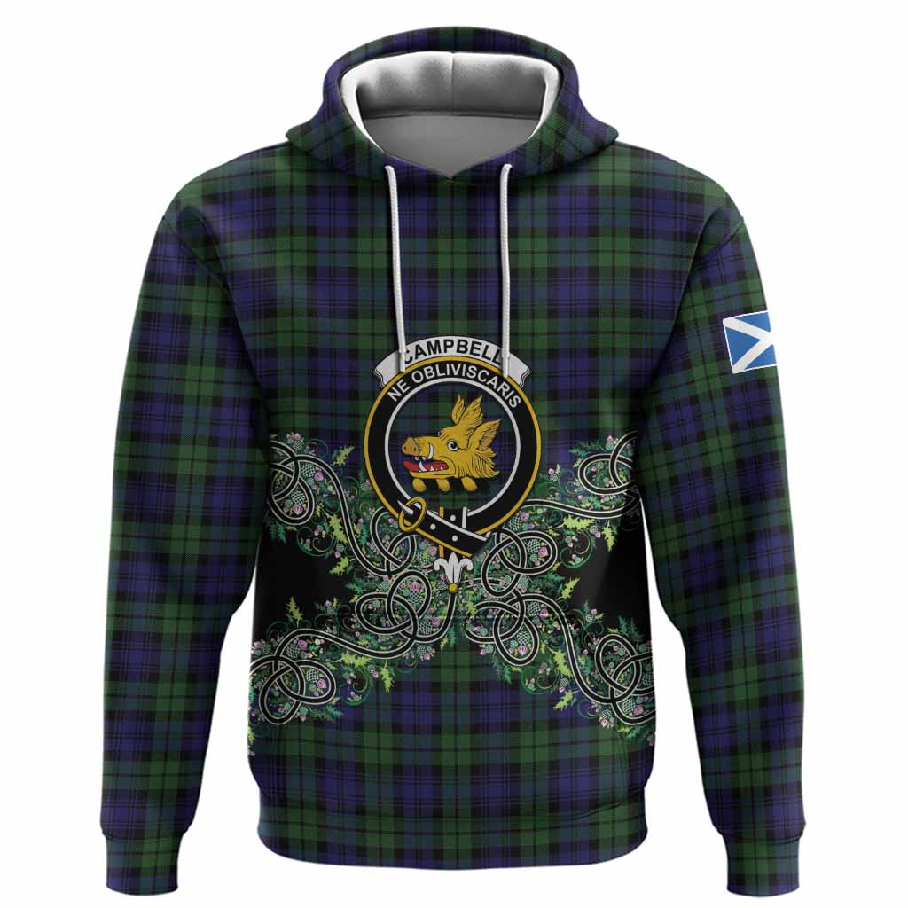 Campbell Tartan Hoodie Thistle Scottish Spirit