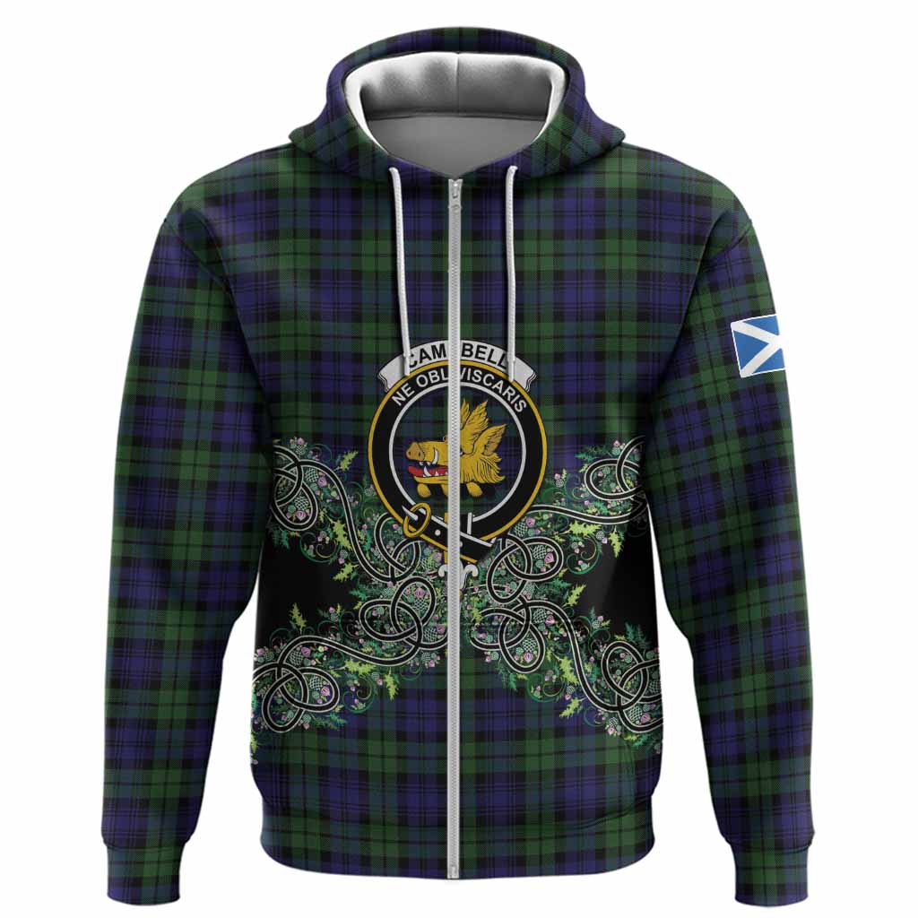 Campbell Tartan Hoodie Thistle Scottish Spirit