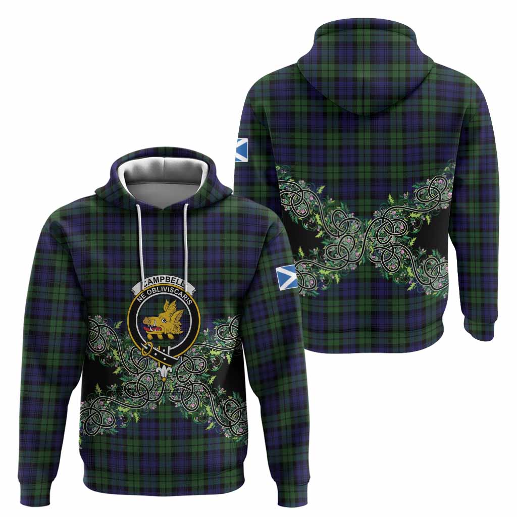 Campbell Tartan Hoodie Thistle Scottish Spirit