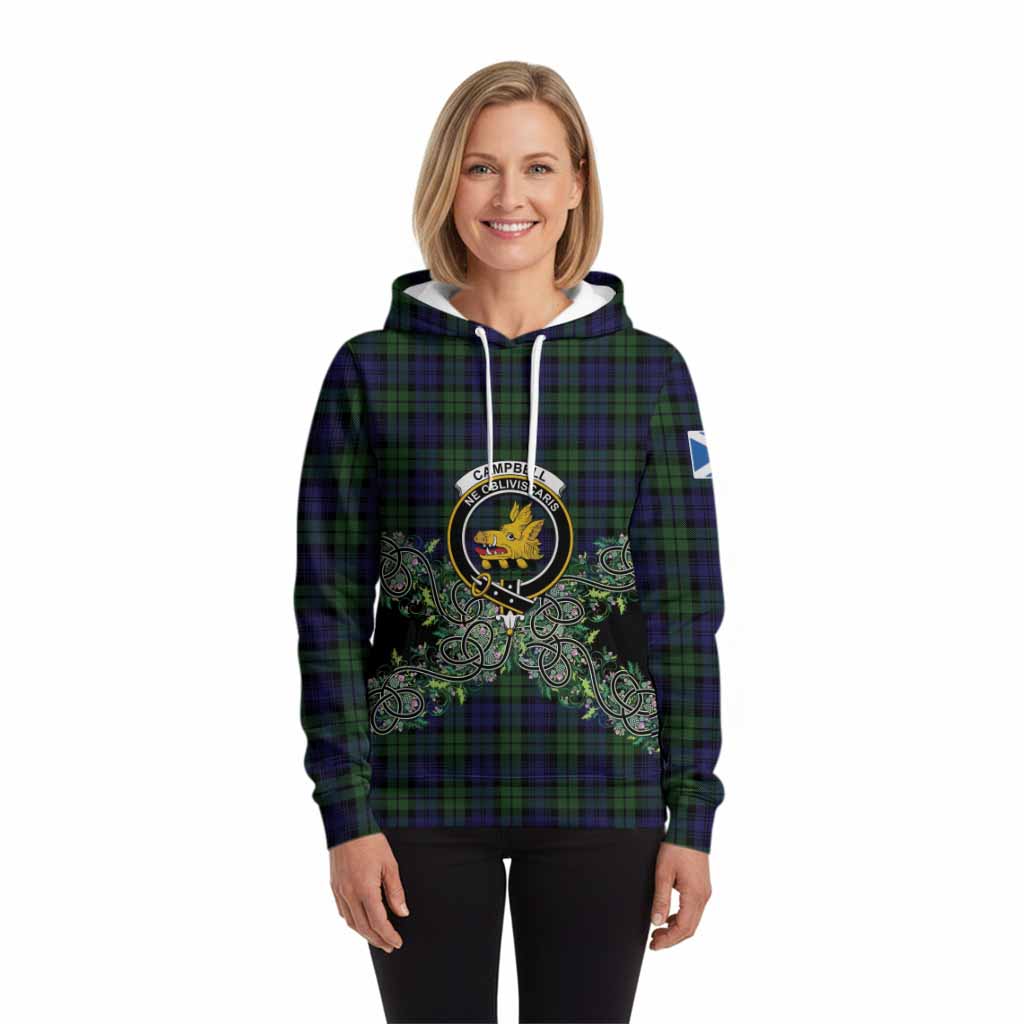 Campbell Tartan Hoodie Thistle Scottish Spirit