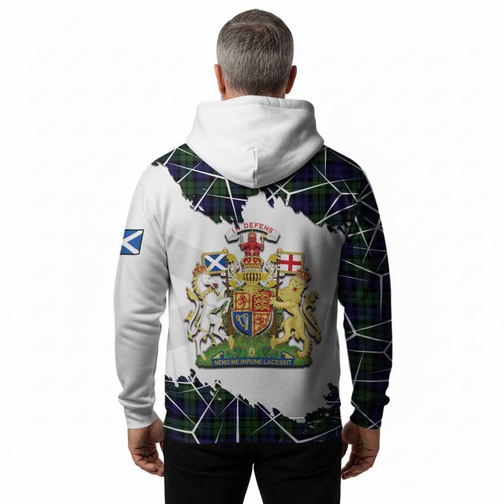 Campbell Tartan Hoodie with Family Crest and Lion Rampant Grunge Style
