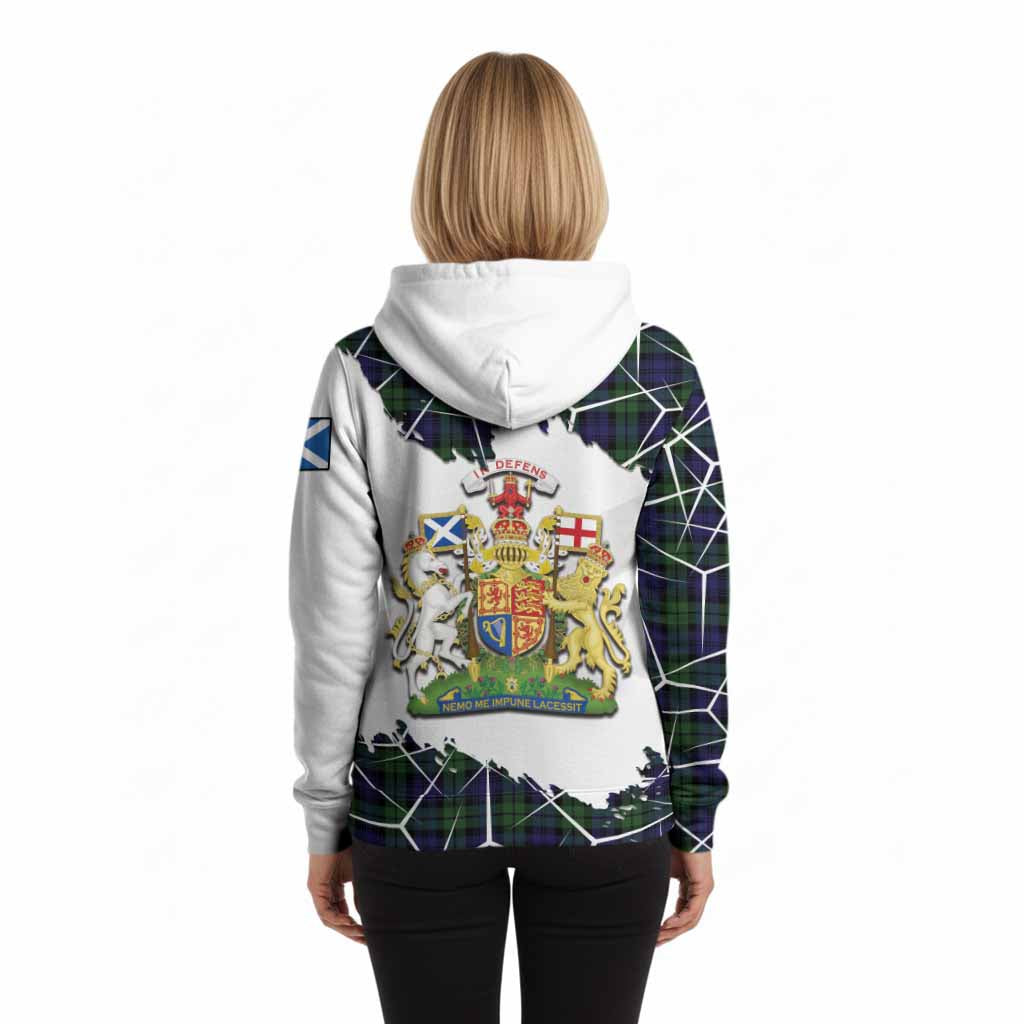 Campbell Tartan Hoodie with Family Crest and Lion Rampant Grunge Style