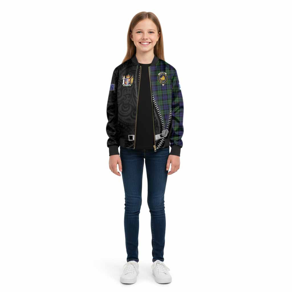 Campbell Tartan Kid Bomber Jacket New Zealand Pattern Unique Zipper Stylized