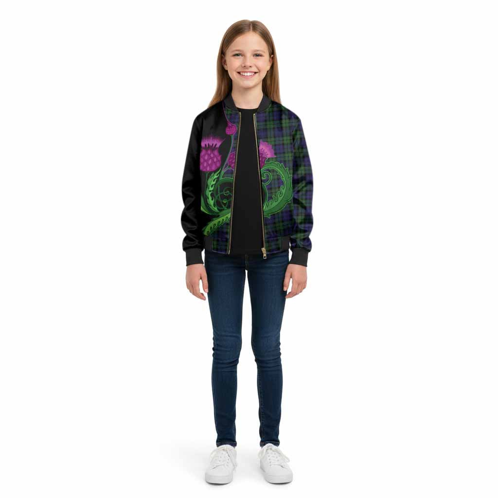Campbell Tartan Kid Bomber Jacket Traditional Scottish Thistle