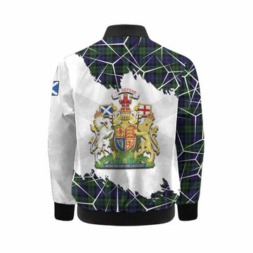 Campbell Tartan Kid Bomber Jacket with Family Crest and Lion Rampant Grunge Style