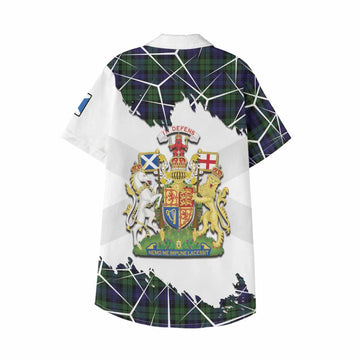 Campbell Tartan Kid Hawaiian Shirt with Family Crest and Lion Rampant Grunge Style