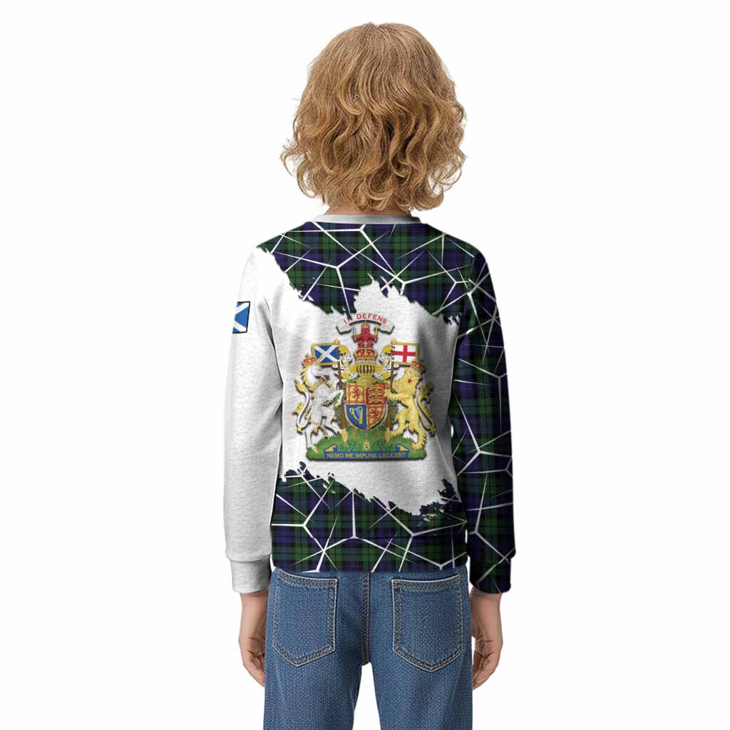 Campbell Tartan Kid Knitted Sweatshirt with Family Crest and Lion Rampant Grunge Style