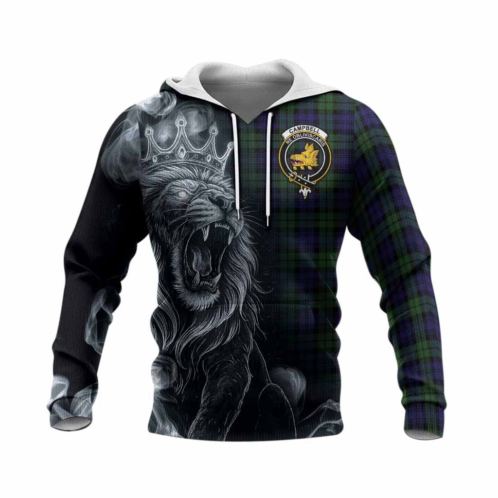 Campbell Tartan Knitted Hoodie Roaring Lion Heritage