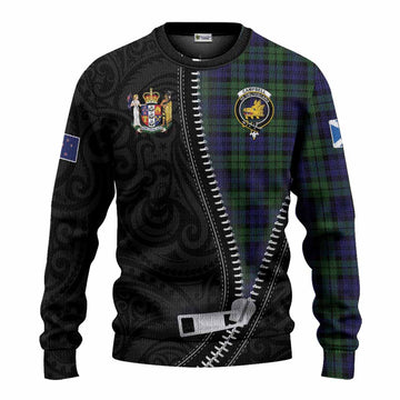 Campbell Tartan Knitted Sweater New Zealand Pattern Unique Zipper Stylized