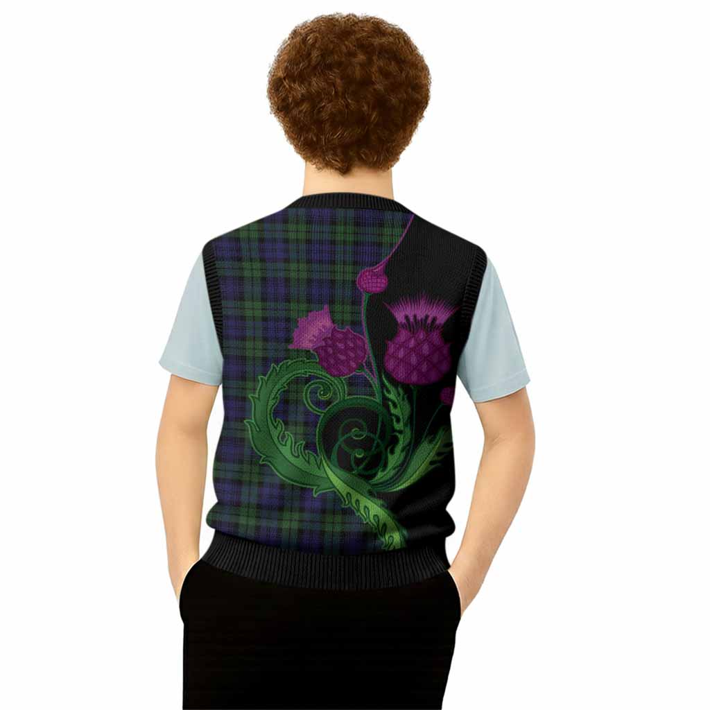 Campbell Tartan Knitted V-Neck Vest Traditional Scottish Thistle