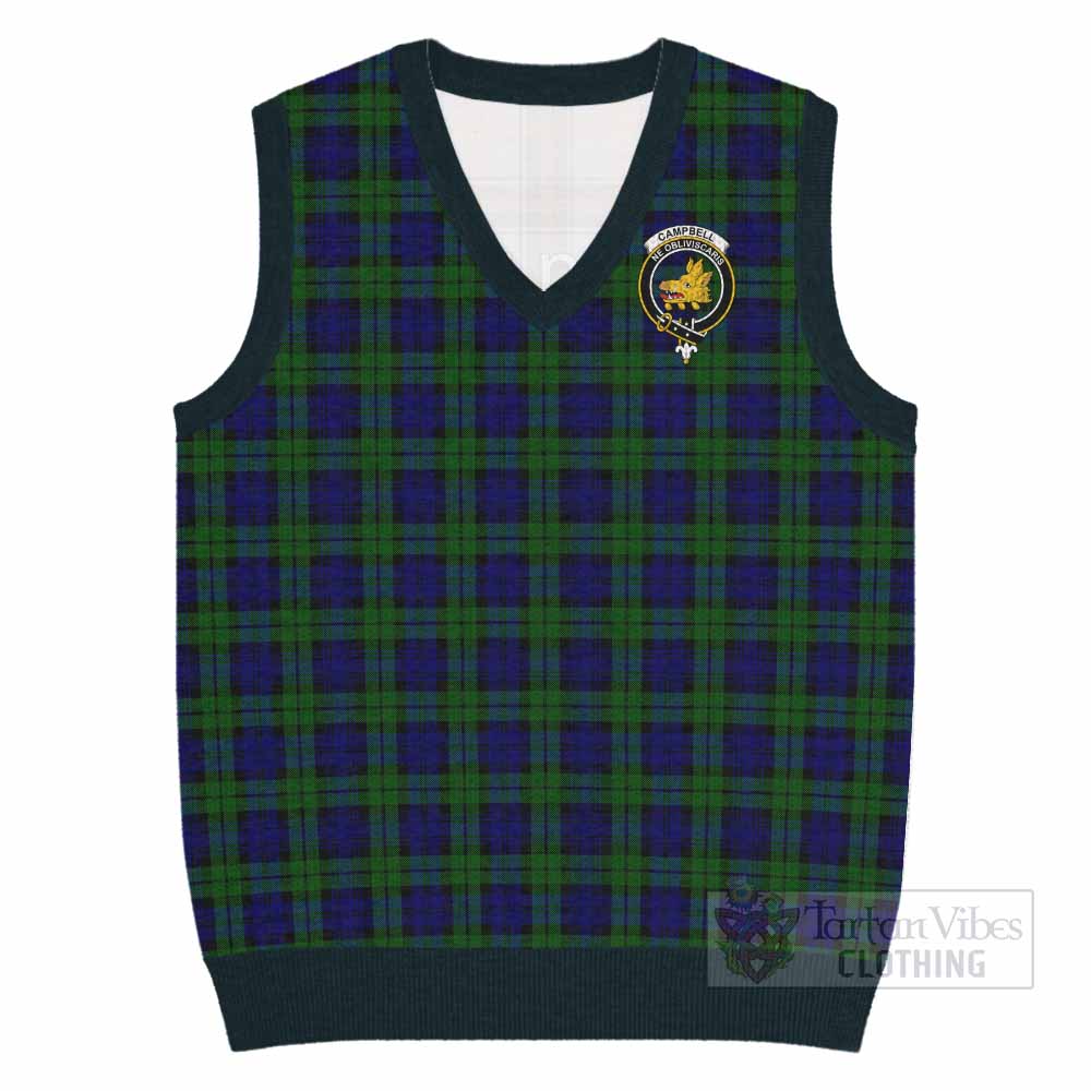 Campbell Tartan Knitted V-Neck Vest with Family Crest - Tartan Vibes Clothing