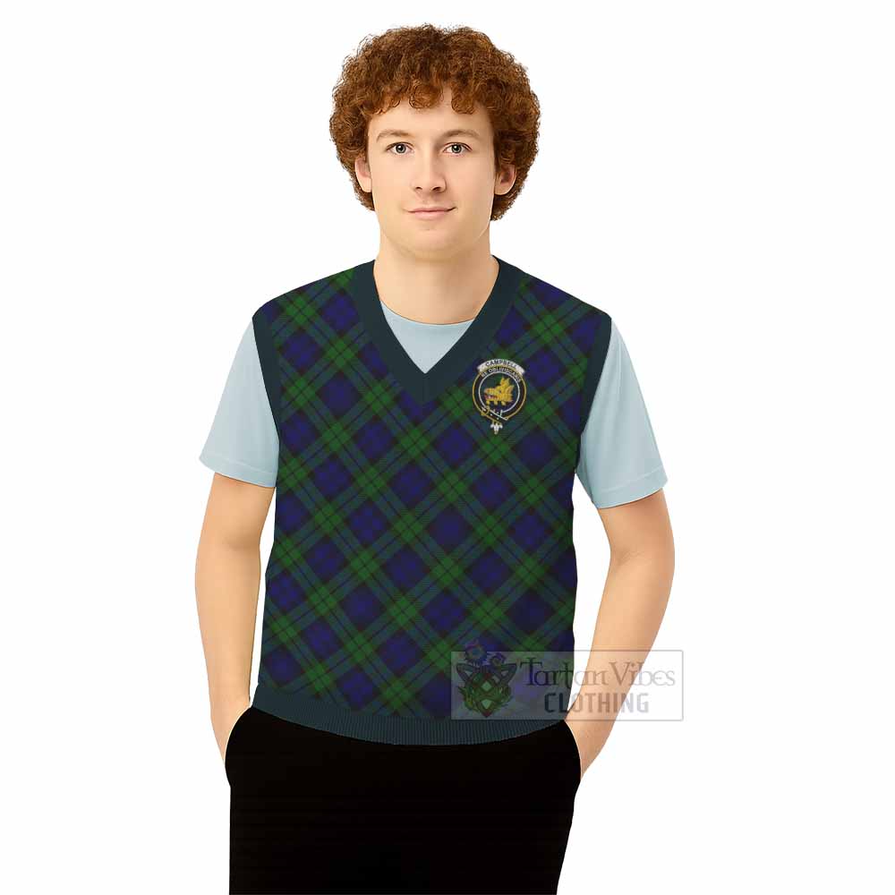 Campbell Tartan Knitted V-Neck Vest with Family Crest Cross Style