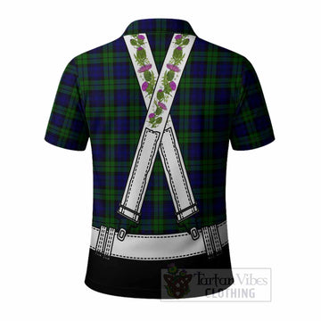 Campbell Tartan Lederhosen Costume Polo Shirt Scotland Thistle Floral
