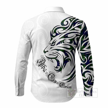 Campbell Tartan Lion Roar Long Sleeve Button Shirts Alba Gu Brath with Celtic Motifs