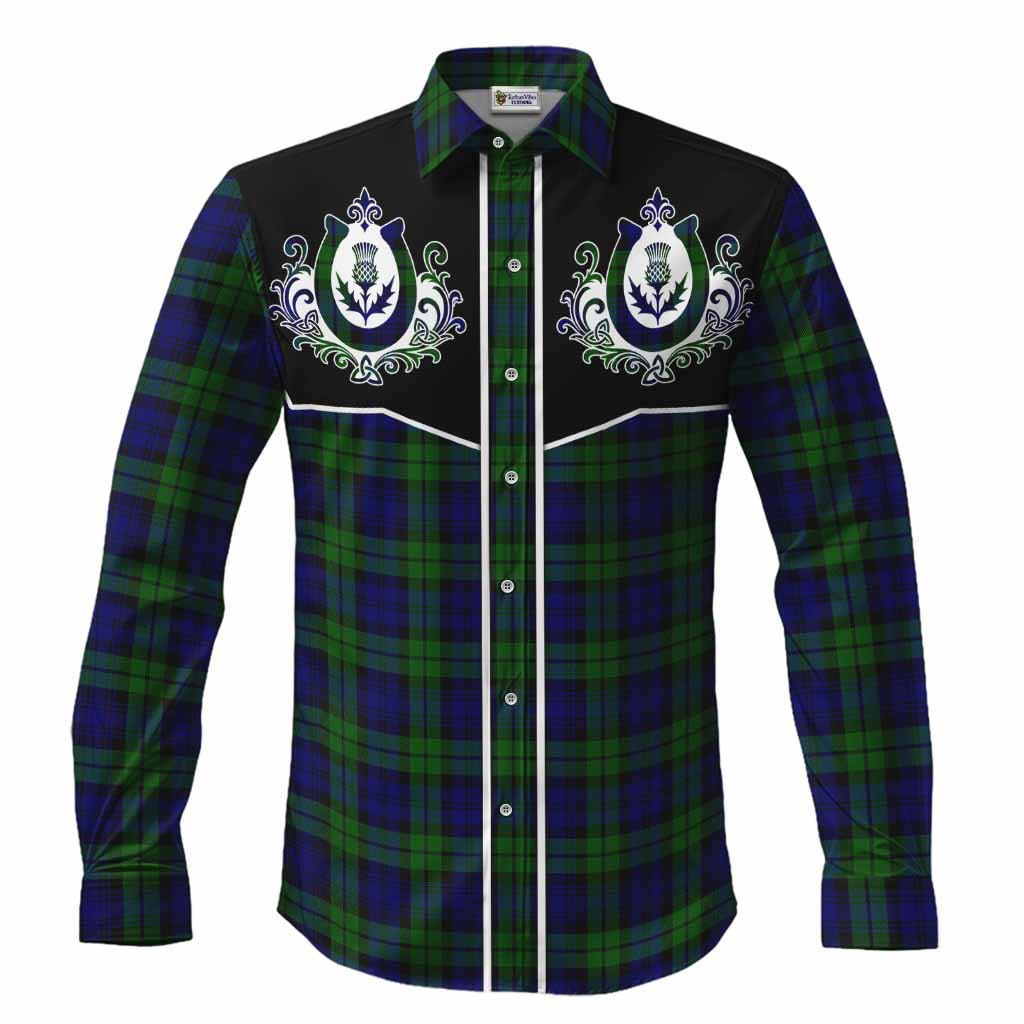 Campbell Tartan Long Sleeve Button Shirts Horseshoe Ornament Men's Shirt S - Tartan Vibes Clothing
