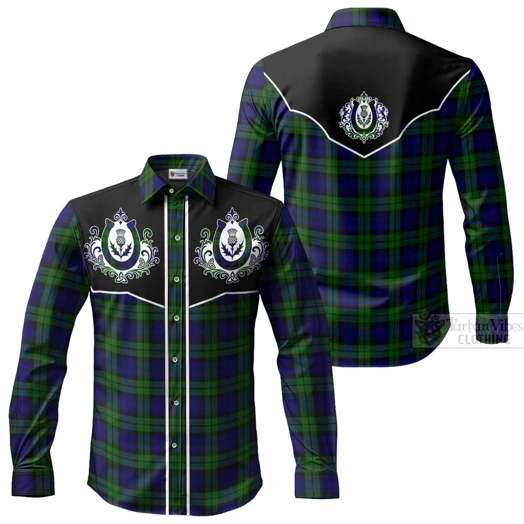 Campbell Tartan Long Sleeve Button Shirts Horseshoe Ornament Men's Shirt - Tartan Vibes Clothing